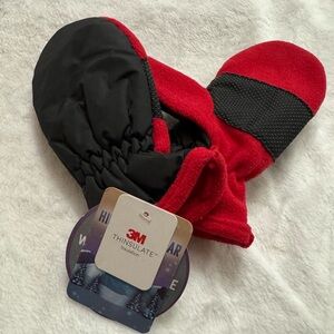 3M Thinsulate Kids Red and Black Fleece Mittens